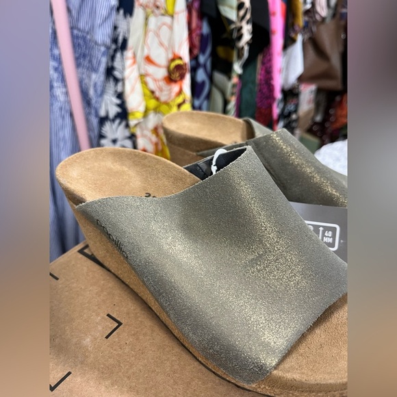 Birkenstock Namica Suede Leather Metallic Stone Gold - Picture 5 of 6